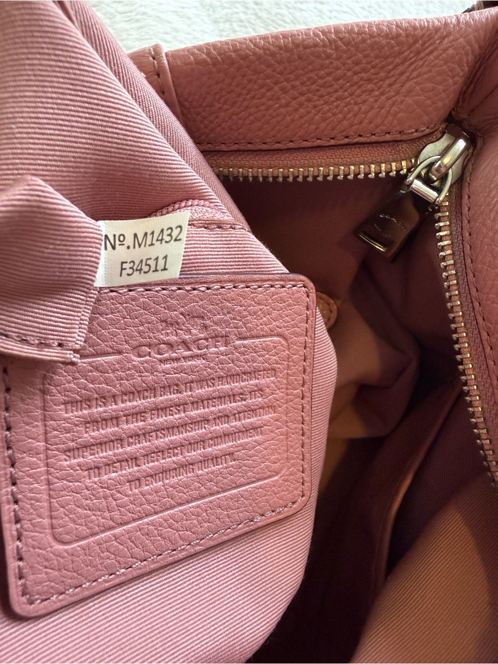 Coach Isabelle Shadow Rose Mauve Pink Pebbled Leather Crossbody Handbag F34511 - Picture 12 of 16